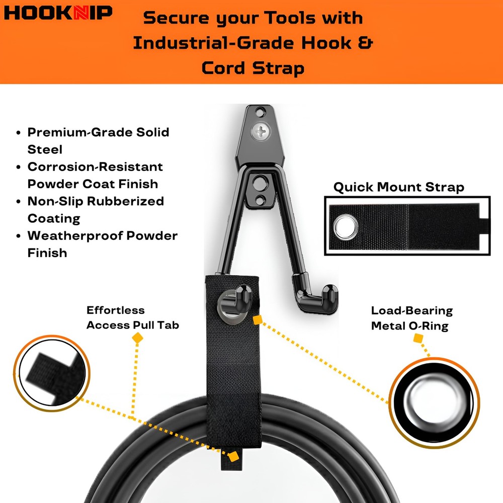 Pack 13 Garage Hooks Heavy Duty | Multi-Sized Wall-Mounted Tool Hangers with ...
