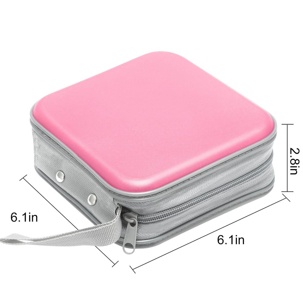 Siveit CD Case, 40 Capacity CD/DVD Case Holders 40 Capacity, Light Pink