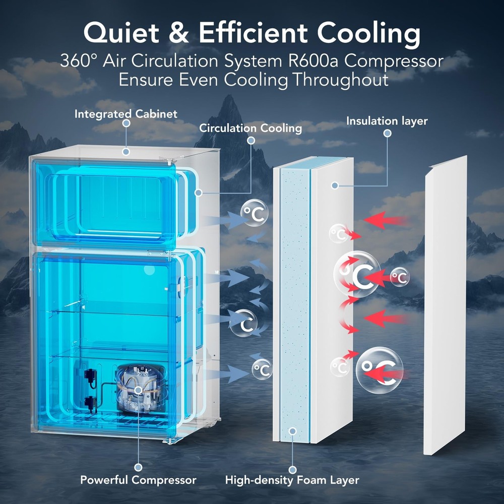 Mini Fridge with Freezer, 3.2 Cu.Ft Compact Refrigerator with 2 Doors, Small ...