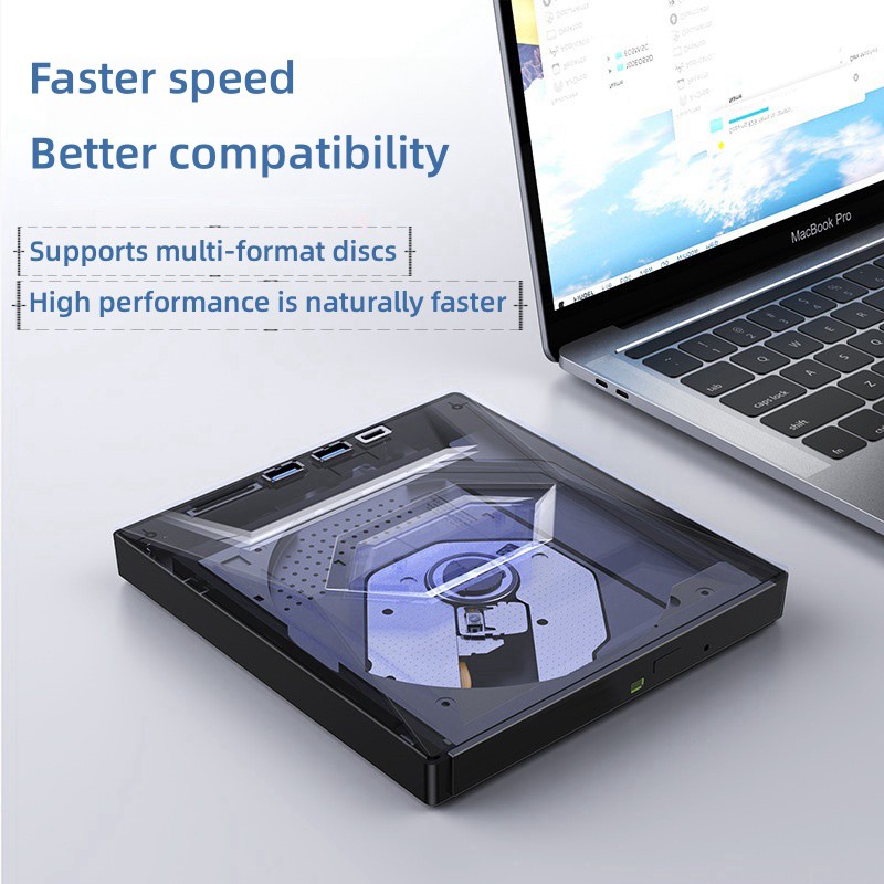 External CD/DVD Drive USB3.0 Optical Burner USB Hub SD Port Reader Writer Player