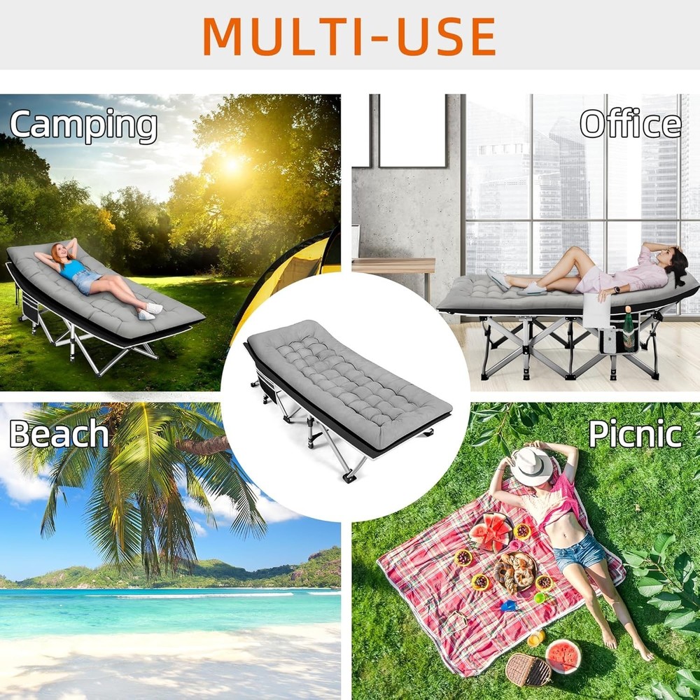 Portable Camping Cot Sleeping Cots Adults 28" Extra Wide Folding Cot Max Load