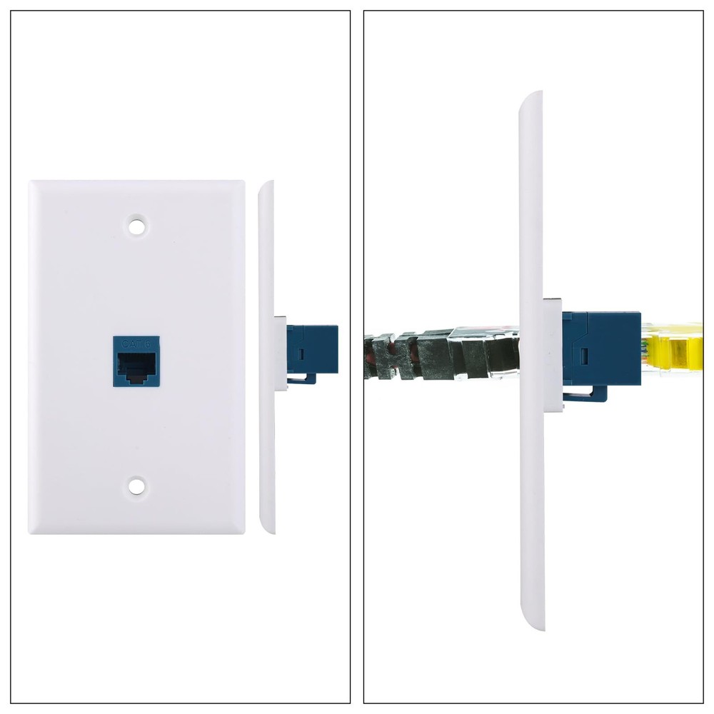 2 Pack Ethernet Wall Plate 1-Port Ethernet Plug in Panel Outlet with Low Volt...