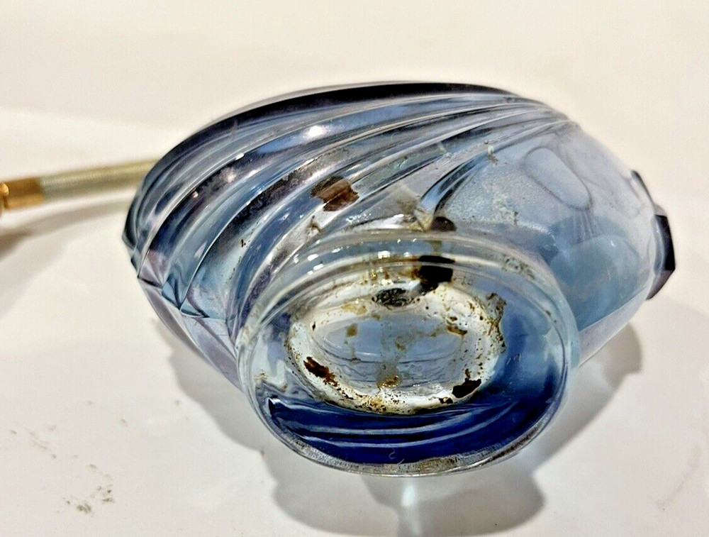 2-Vintage Decorative Blue Glass Perfume Bottles w/ Atomizers