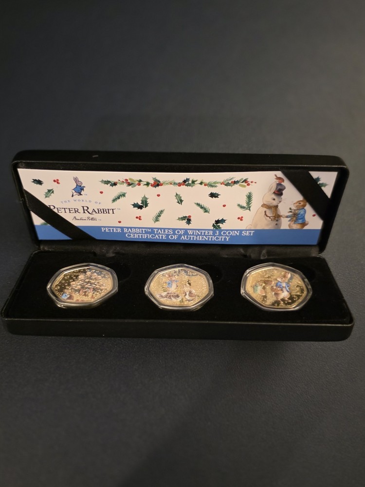 3 X Complete Peter Rabbit Coin Sets, See Description For What's Included