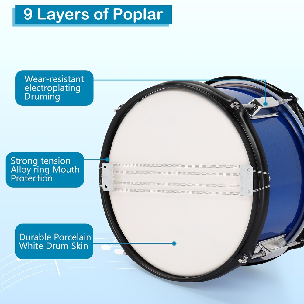 5-Piece for Beginners,16"Full Size Complete Junior Drum Kit /w Adjustable Throne