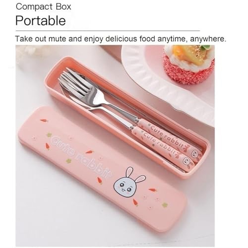 Cute Silverware Set, Animal Series Ceramic Handle 3pcs with case Cat