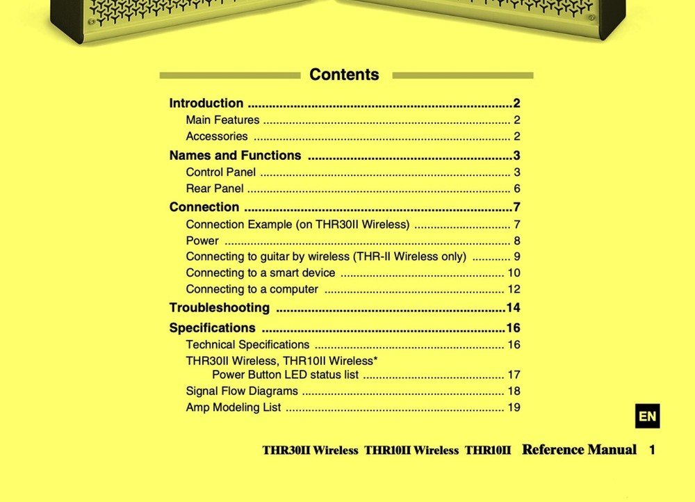 Yamaha THR10II THR30II Wireless Guitar Amplifier Reference Manual