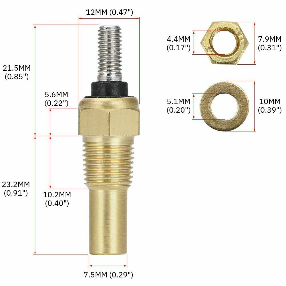 1/8 NPT Temperature Sensor Water Coolant Oil Temp Sensor Sending Sender Unit