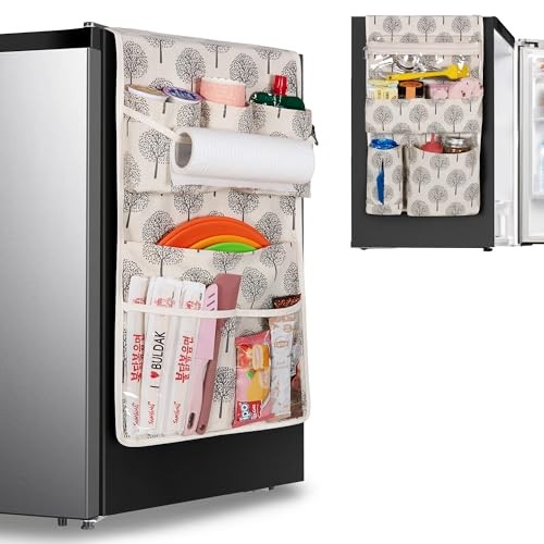 Mini Fridge Organizer Storage with 11 Pockets, Mini Fridge Caddy Large Tree
