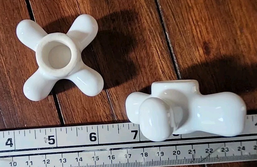 Porcelain HOT/ COLD Cross Bath/Sink Knobs Faucet Handle White Plumbing Replace