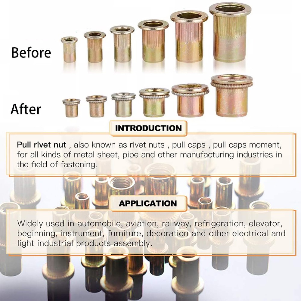 830PC Metric Rivet Nut Kit For Rivnut Tool Nut Setter Thread Setting Nutsert Gun