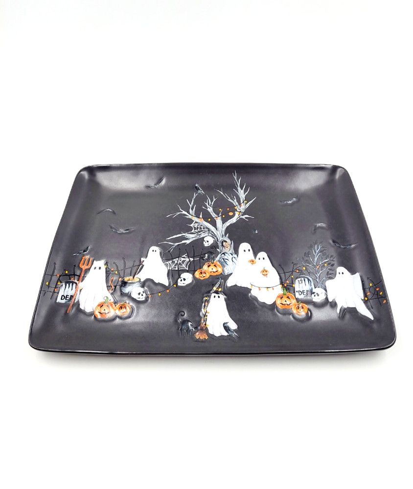 Pottery Barn Scary Squad Ghost Rectangular Serving Platter 16" NEW