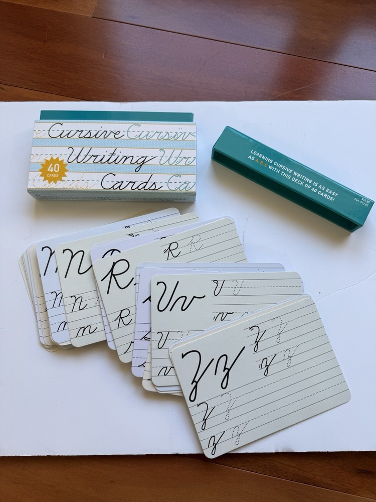 Learning Cursive Writing 40 Cards. Ages 6-8. NO PEN!