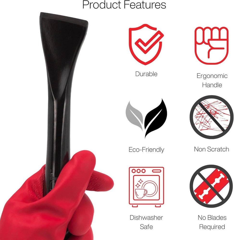 Plastic Scraper Tool, 2 Pack, Non-Scratch, 1.7 Inch Wide Blade, Long Ergonomi...