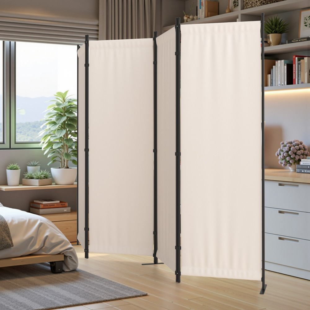 Room Divider 4 Panel Folding Privacy Screen Portable Wall Partition 88"W, White