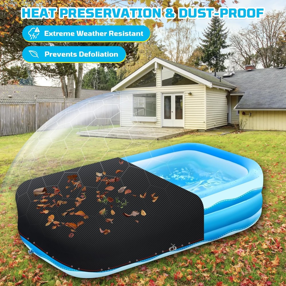 10x6 Ft Rectangular Pool Cover for Above Ground Pools - Large Inflatable Pool...