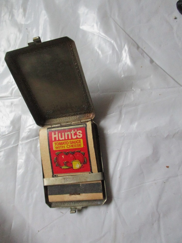 Vintage silver match book holder Brun-mill USA chatelain