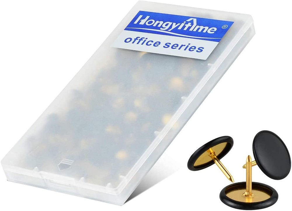 HongyiTime 400 PCS Push Pins, Thumb Tacks, Wall Tacks - Flat Black