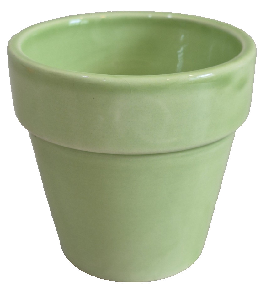 3 Mini Ceramic Planters 2 Green And 1 Orange 2.7" Tall