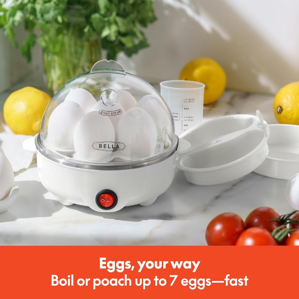 Rapid Electric Egg Cooker and Poacher - 7 Egg Capacity Tray Single Stack (WHITE)