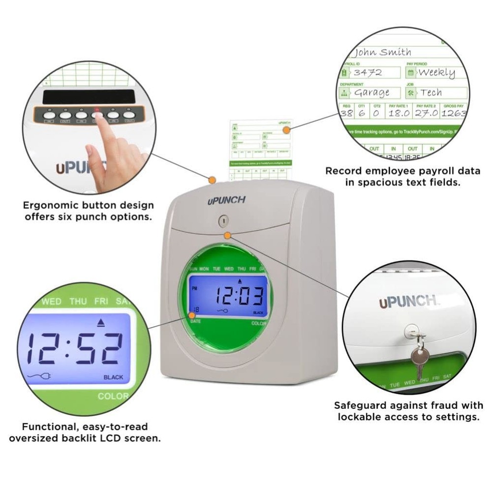 HN1500 Starter Time Clock Bundle for Small Business: Employee Punch Clock Sys...