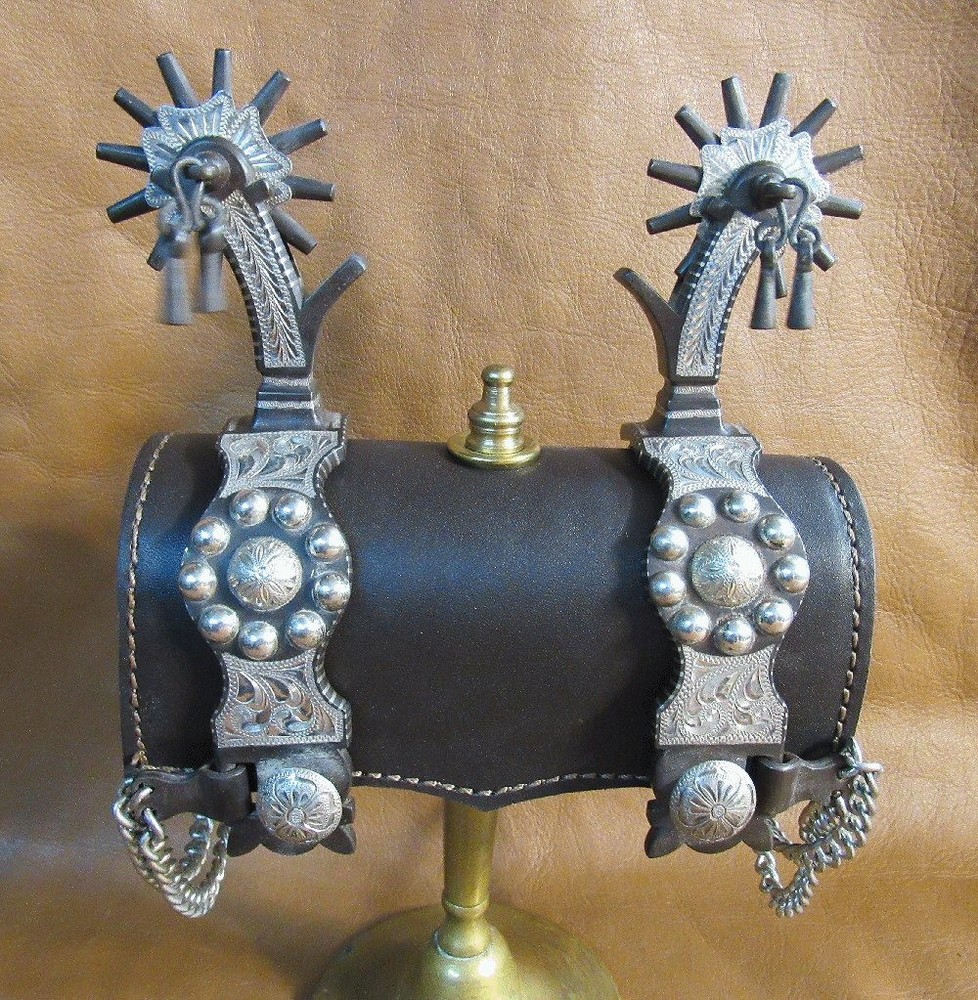 E Garcia Silver Spurs Target Pattern Brown Finish