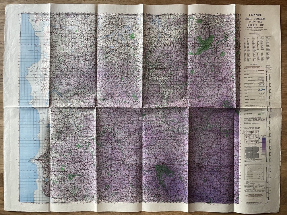 WW2 Normandy map St Lo - Vire 6F, 1:100000