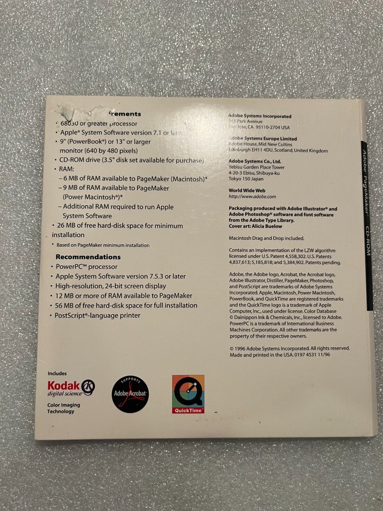 Adobe PageMaker 6.5 for Macintosh CD-ROM with Key