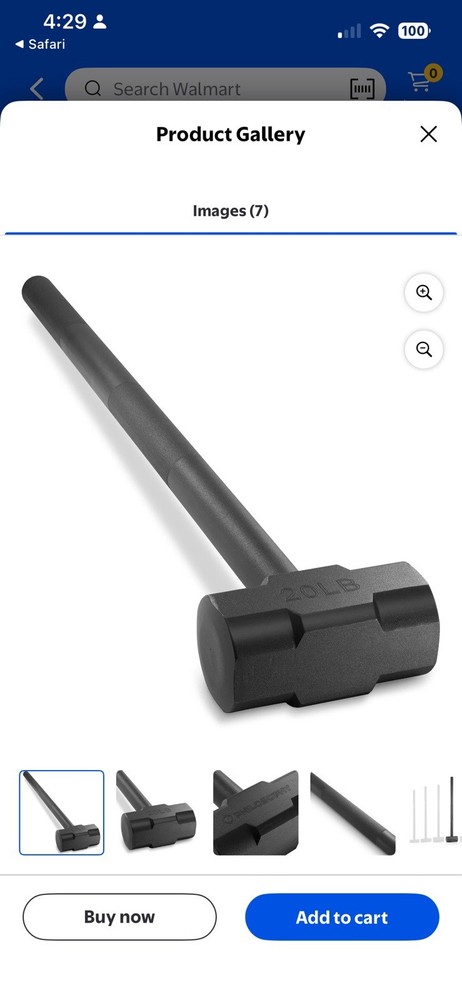 ProsourceFit Steel Sledgehammer 25 lb Knurled Handle Black Strength Training-