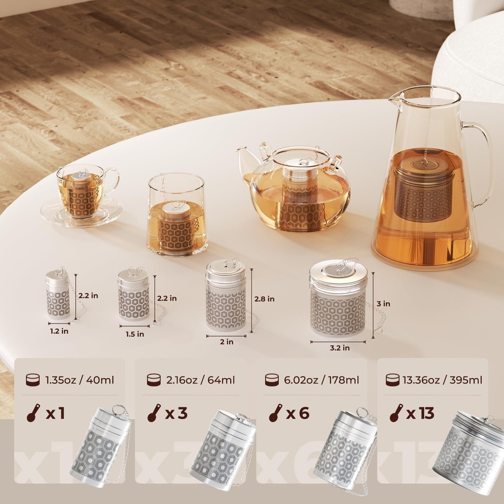2 Pack Tea Strainers for Loose Tea, Extra Fine Mesh Tea Infuser, 304 Stainles...