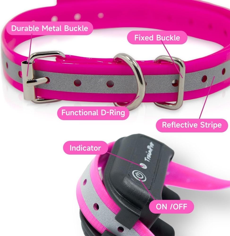 Universal 27.5" Adjustable Pink Reflective Dog Training Collar Replacement Strap