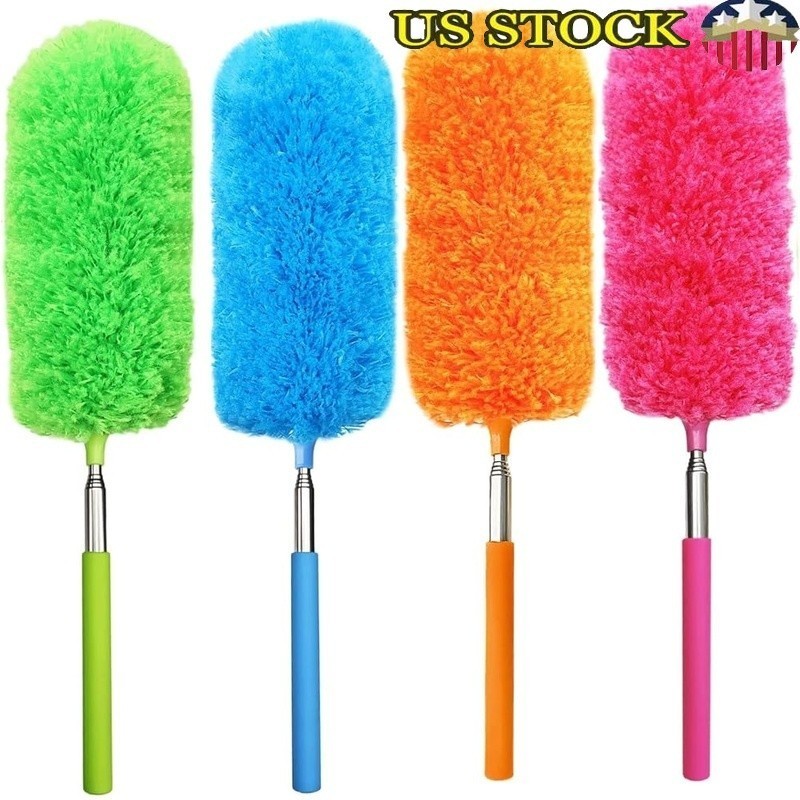 4 Pack Microfiber Duster W/ Extendable Pole Bendable Head Dust Cleaning New