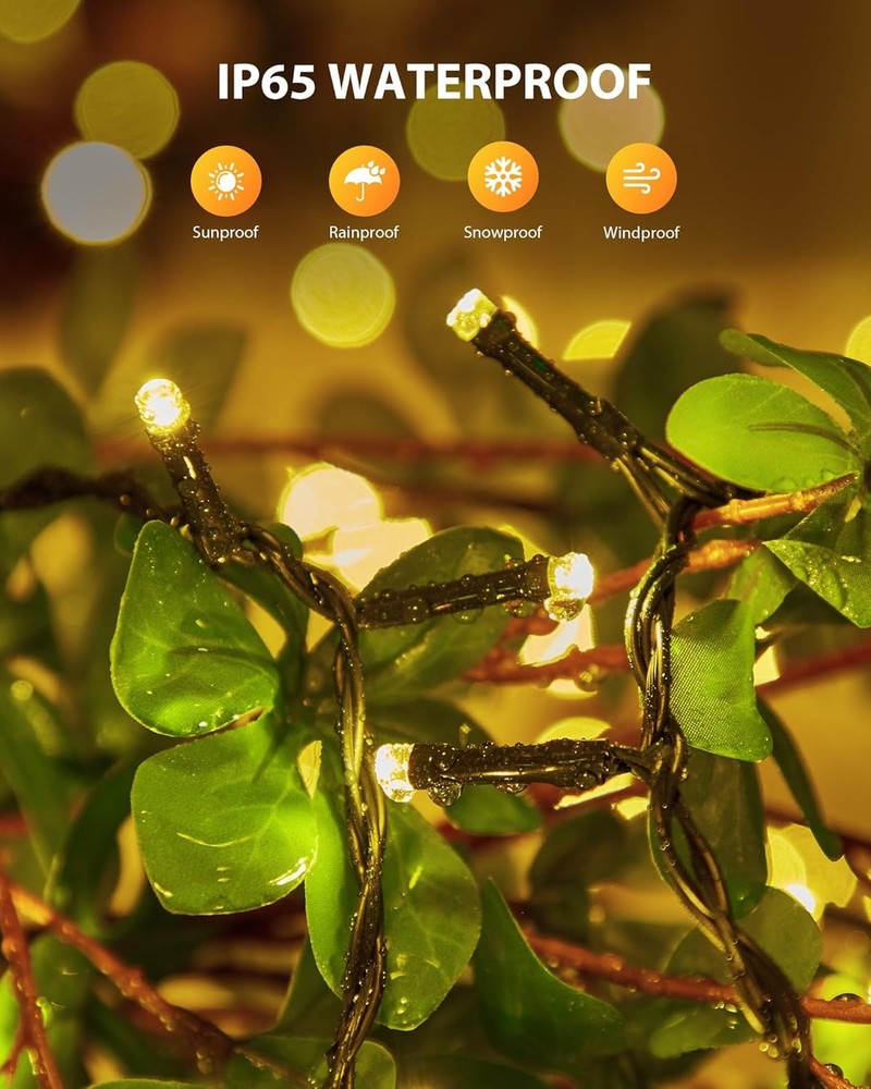 Brightown 2 Pack Solar String Lights for Outside, 92Ft 240 2 pack, Warm White