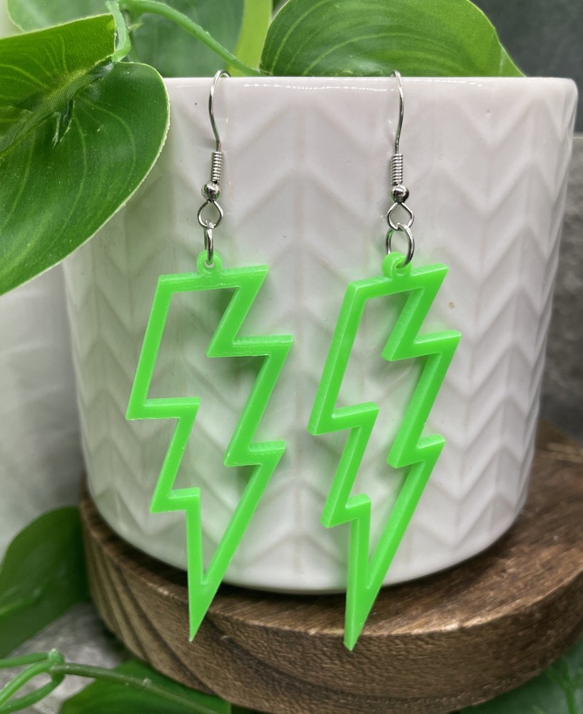 3.5” Earring Set Silver-tone Boho Lightening Bolt Dangle Drop New B7388