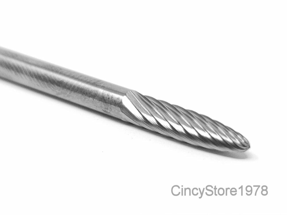 SF42S Tree Shape SOLID Carbide Burr Bur Cutting Tool Die Grinder Bit 1/8"