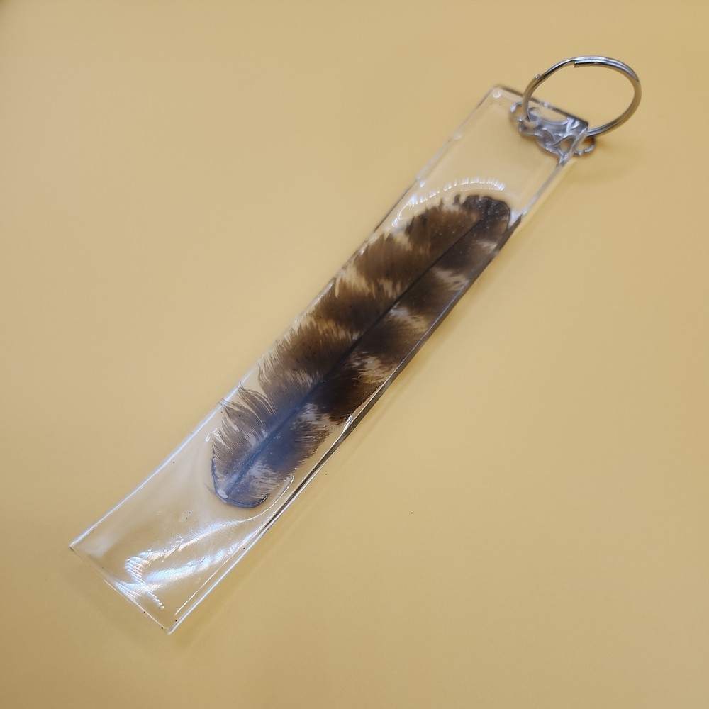 Feather Keychain with Encased Design. Handmade
