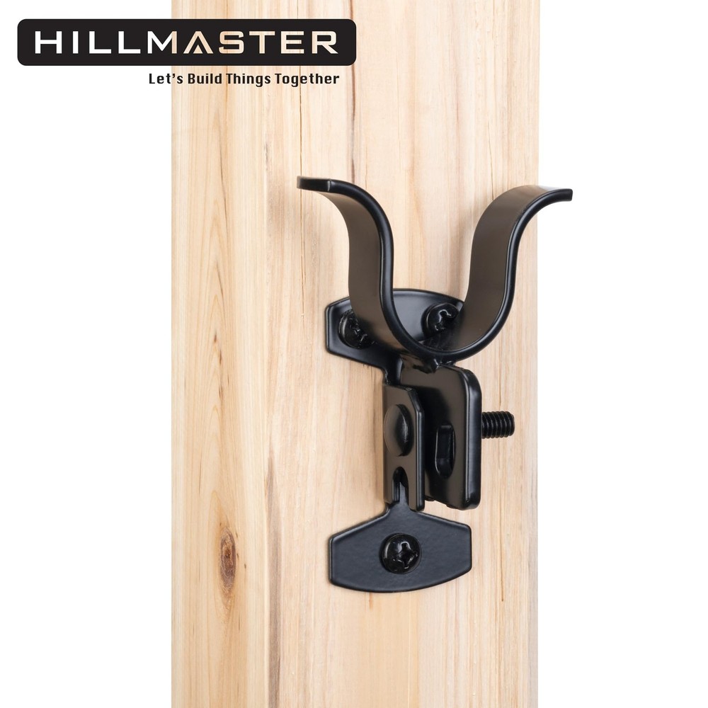 HILLMASTER 1-3/8" Flat Back Wall Mount Chain Link Fork Latch, Black Gate Fork La