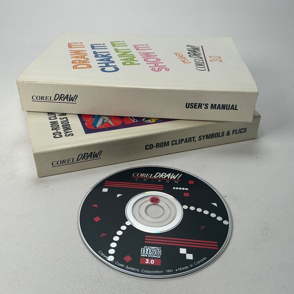 Corel DRAW! 3.0 Vintage Computer Software with Manuals