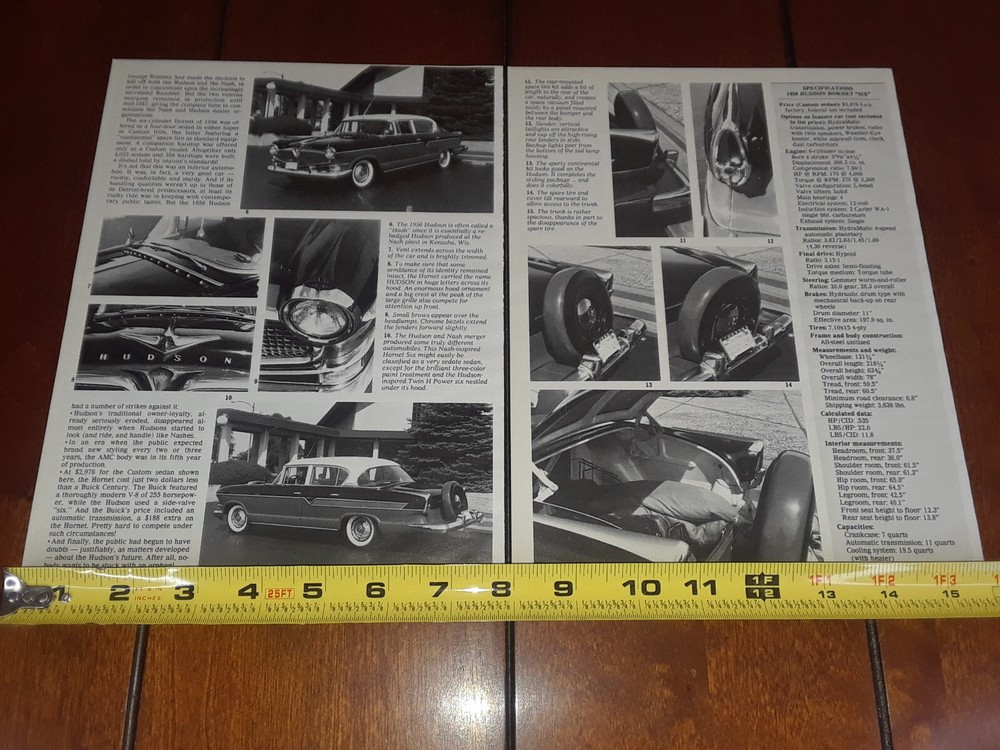 1956 HUDSON HORNET SIX ORIGINAL 1987 ARTICLE