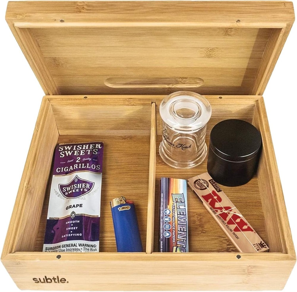 Elegant Large Bamboo Rolling Tray Stash Box | Ample Storage & Organization