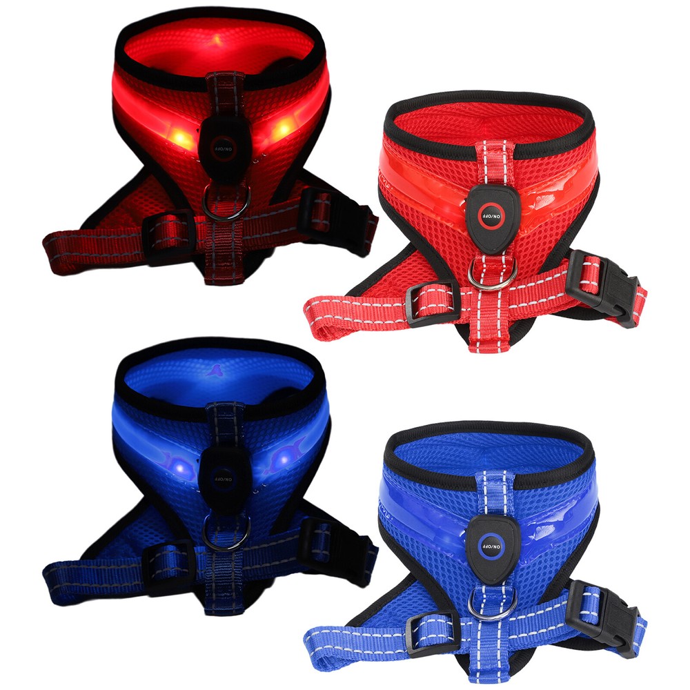 Light Up Adjustable Dog Vest Harness No Pull Harness for Small Medium Dogs