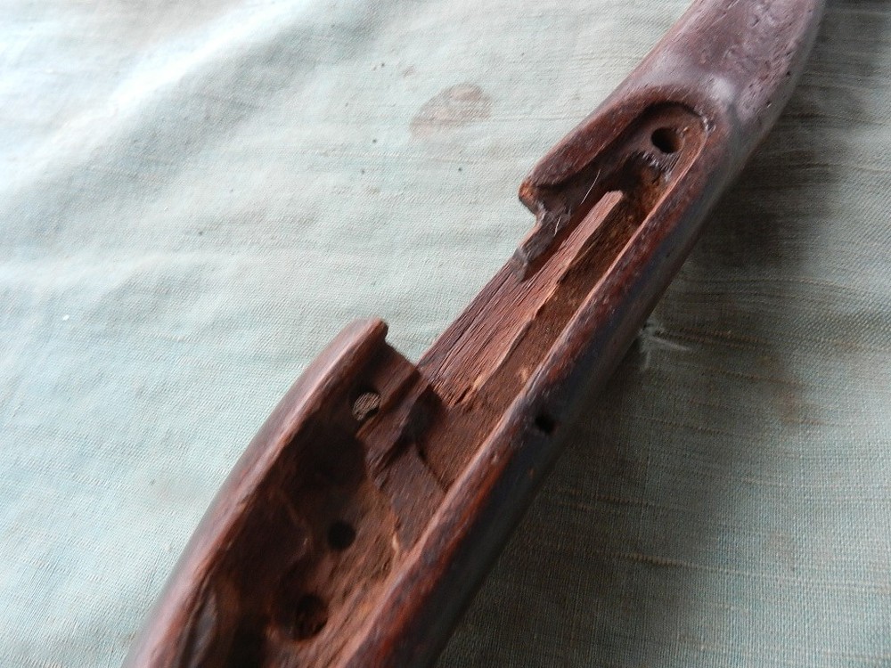 Early walnut flintlock pistol stock