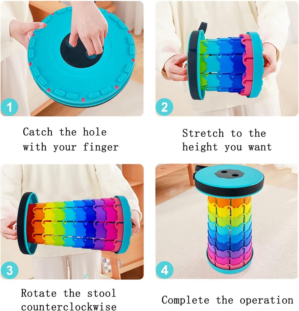 Lightweight Folding Stool Upgraded Collapsible Stool, Retractable Blue