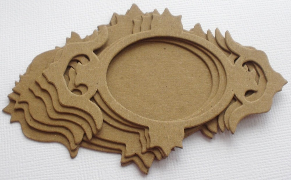 4 FANCY FRAME NOTES - Bare Chipboard Die Cuts Embellishments