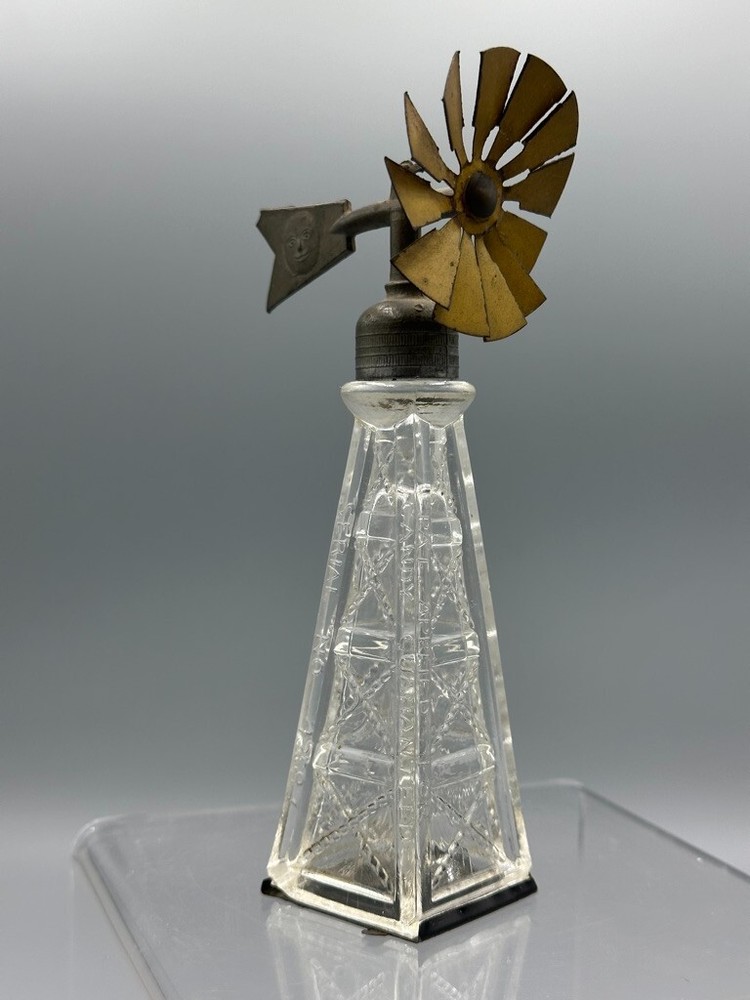 c 1915 WINDMILL Eagle Moon CANDY GUARANTEED Antique GLASS CONTAINER E&A 840