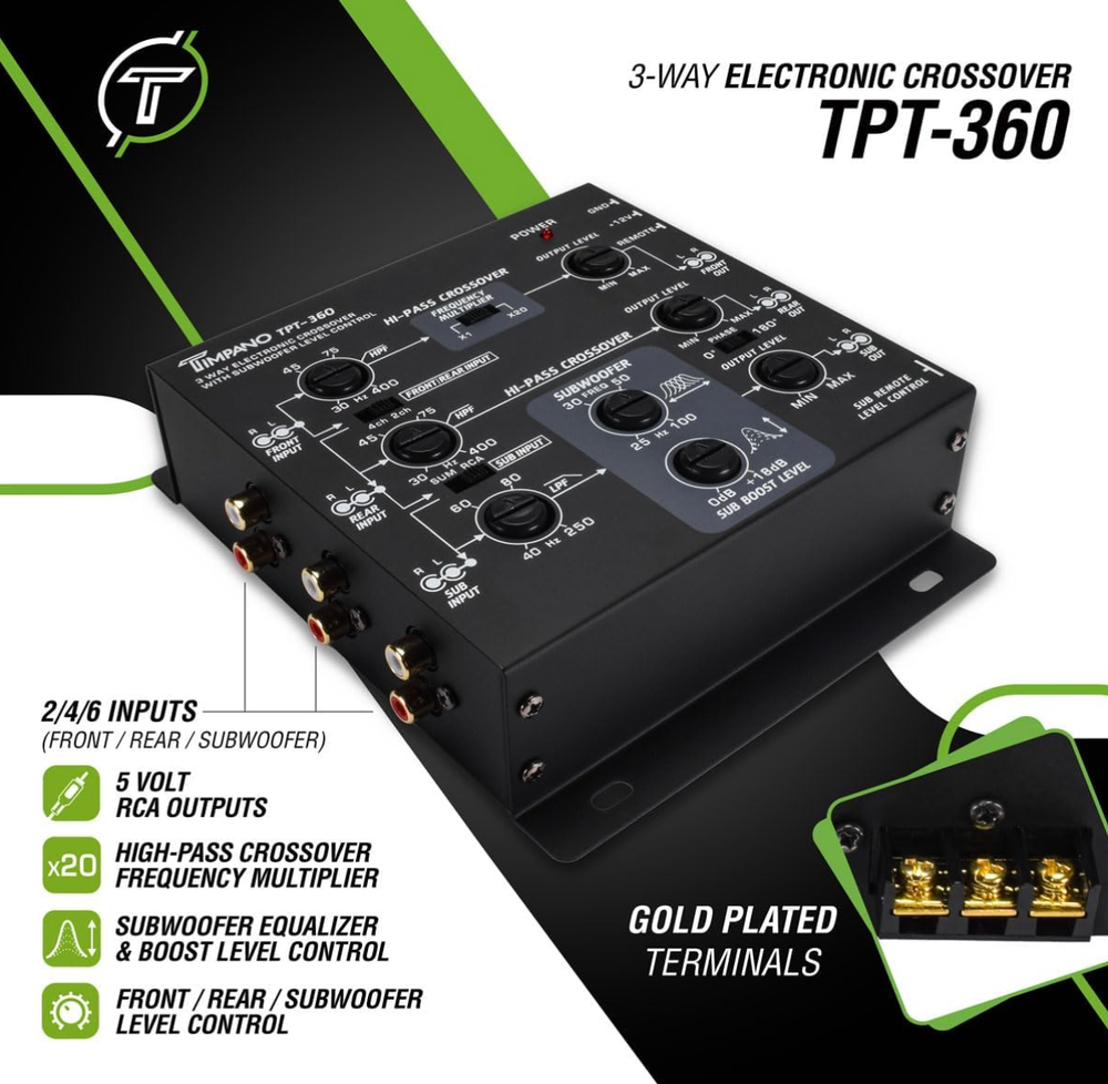 2/3-Way 6-Channel Electronic Crossover Subwoofer Equalizer for Car Audio System