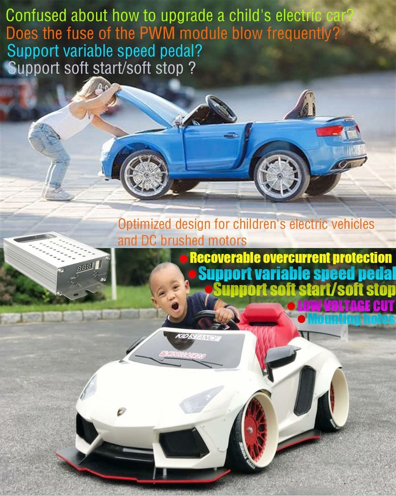 PWM 0-30s Soft Start/Soft Stop Variable Speed DC Motor Speed Controller Batte...