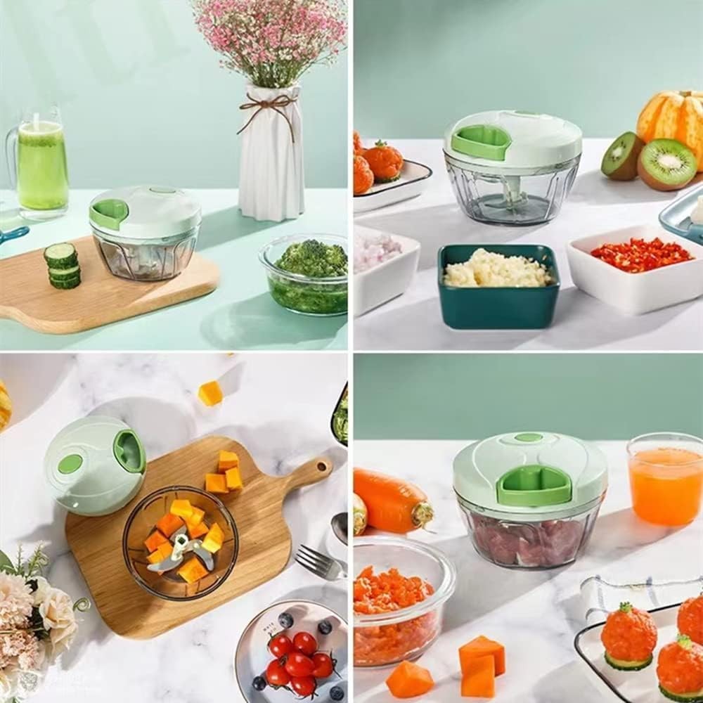 Vegetable Chopper Manual Food Chopper with Container, Hand Pull String Veggie Cu