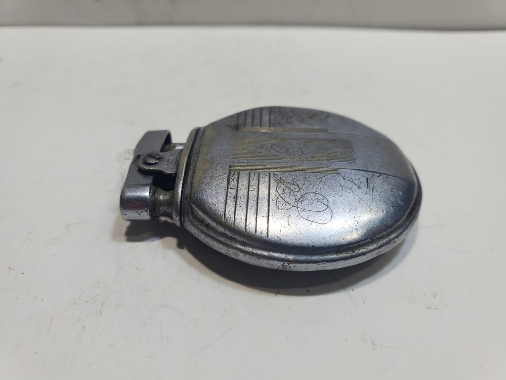 Working Vintage ACE Ronson Round Silver Lighter / Rondette Model 6437/26