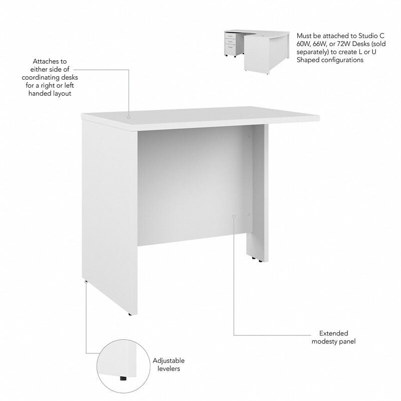 Studio C 36W Bridge/Return in White - Engineered Wood